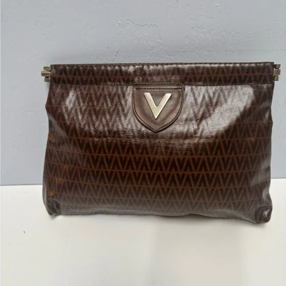 Valentino Dark Brown Patterned Clutch - Picture 3 of 5